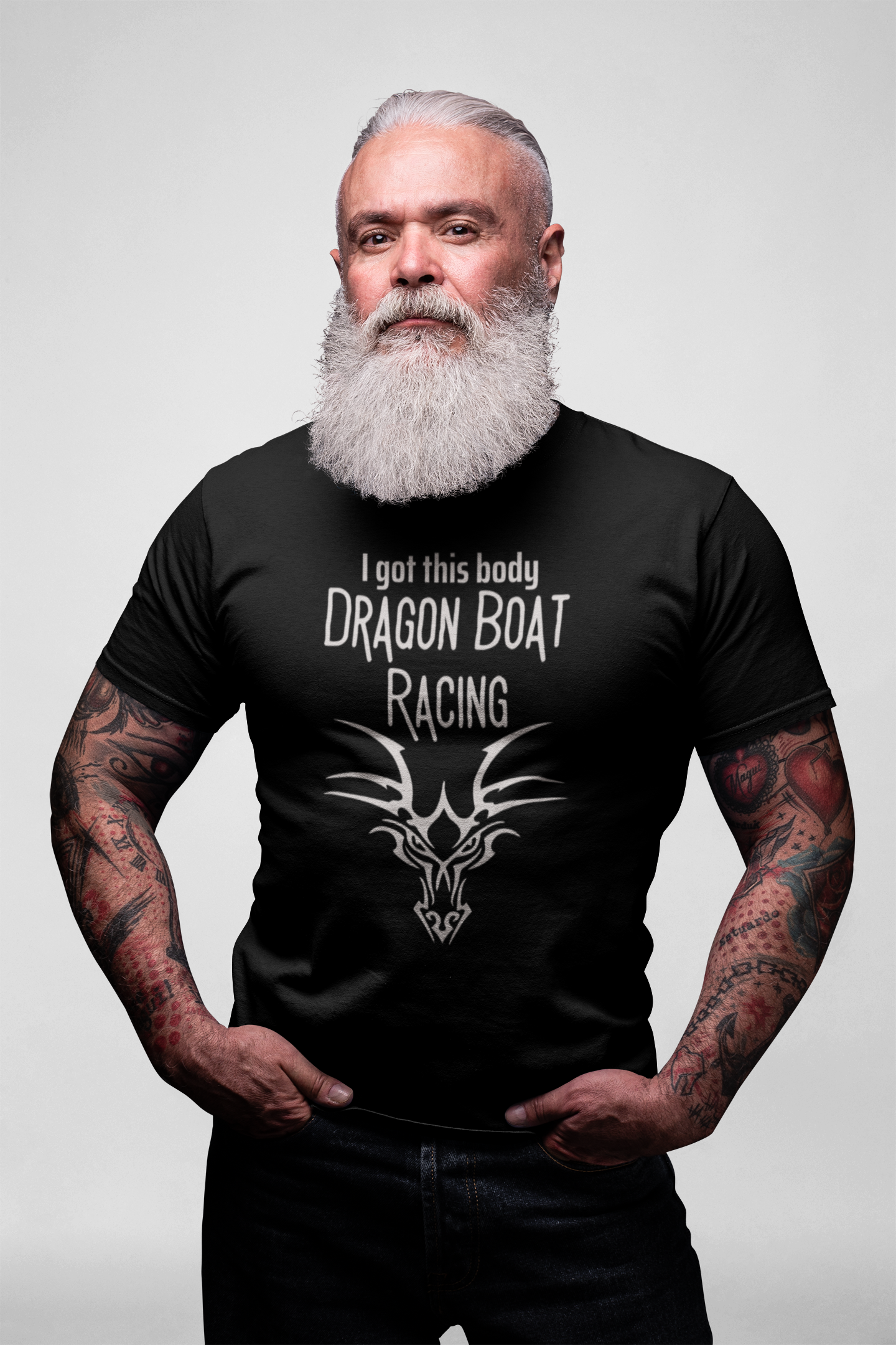 Dragon Boat T-shirt - Black | I Got this Body Dragon Boat Racing |   Fun Shirt Designs