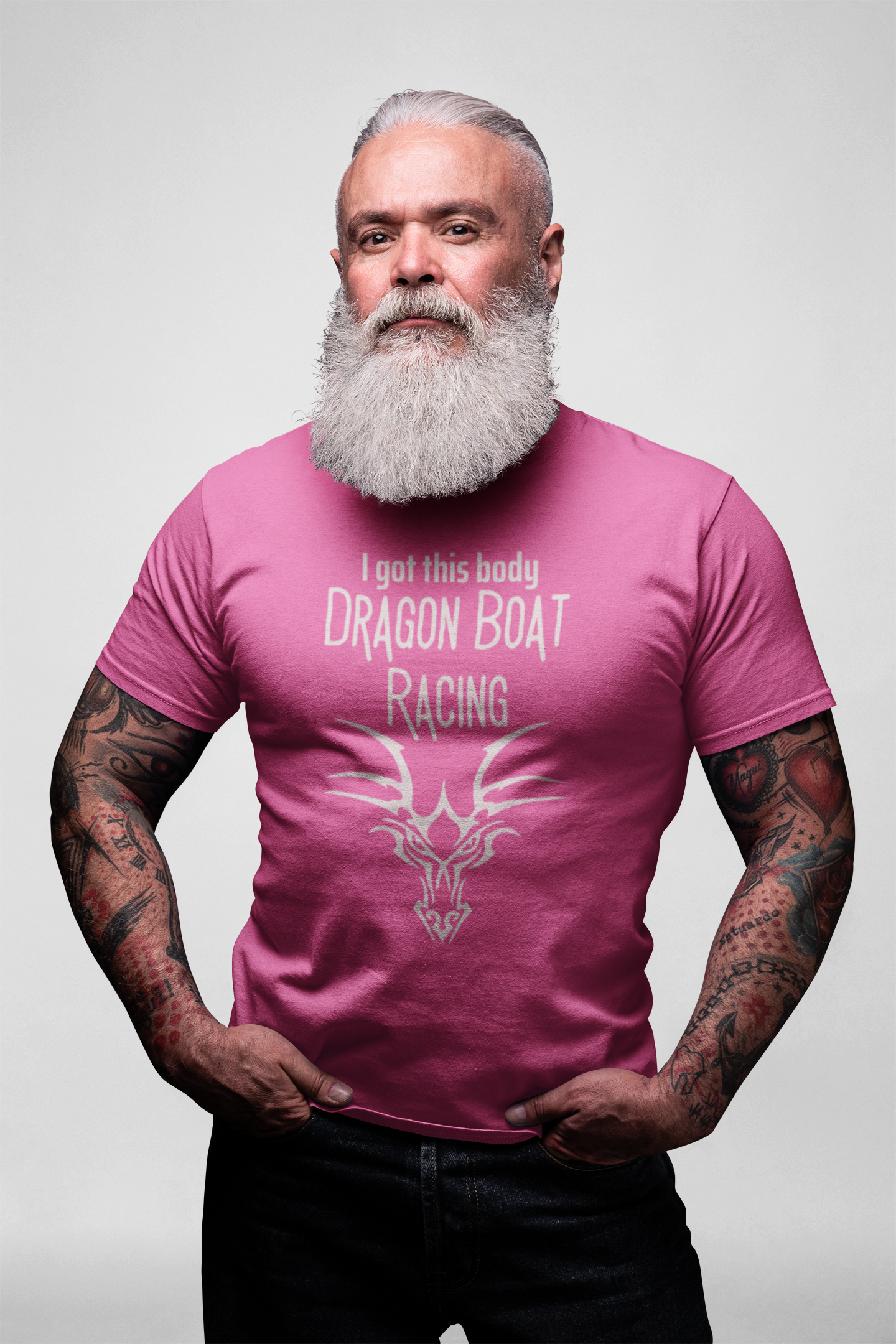 Dragon Boat T-shirt - Pink | I Got this Body Dragon Boat Racing |   Fun Shirt Designs