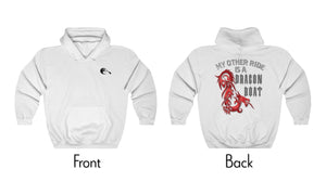 Dragon Boat Heavy Pullover Hoodie - White | My Other Ride is a Dragon Boat | Stylish Motorcyclist Gift Solutions | egans-creek.com